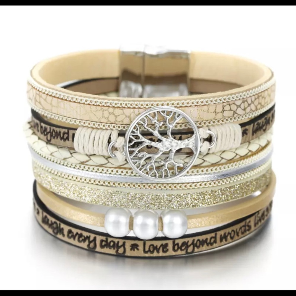 Inspirational multilayer faux leather bracelet